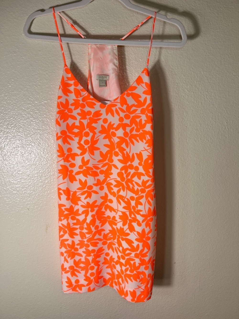 J. Crew Neon Orange and White Floral Slip Dress size 2